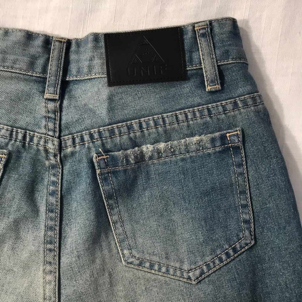 Unif Double Zipper Distressed Shorts Size 27 - image 7